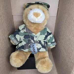 Army/Soldier Build-A-Bear/BAB-Green Camo Hat,Shirt,Dog Tag Chain-Military-Teddy